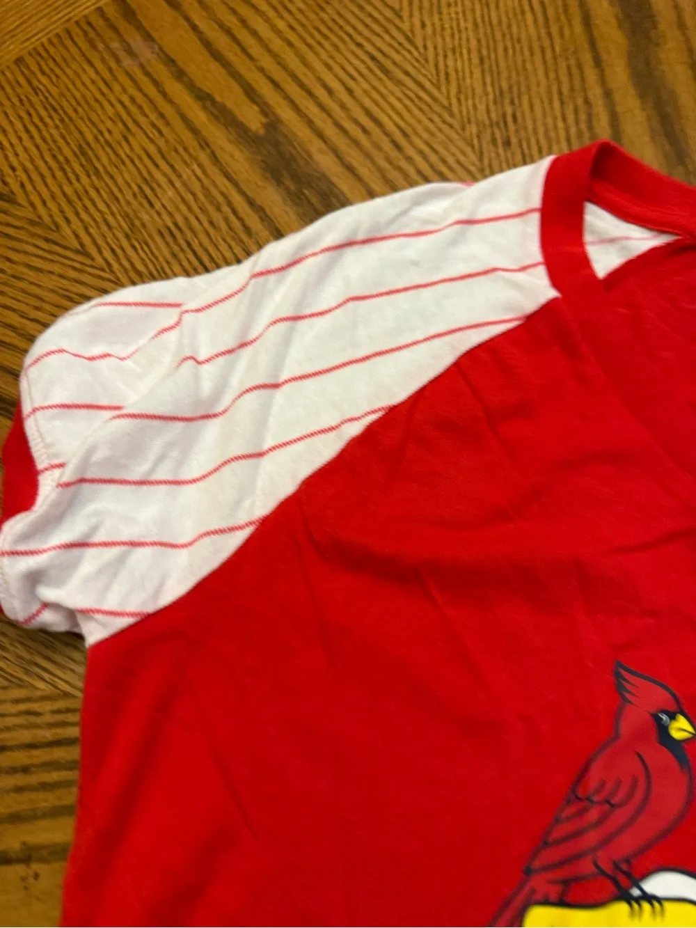 Fanatics Red St. Louis Cardinals Short Sleeve Tee with White Pinstripe Sleeves